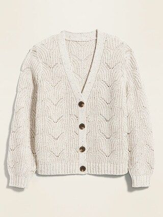 Pointelle-Knit Button-Front Cardigan Sweater for Women | Old Navy (US)