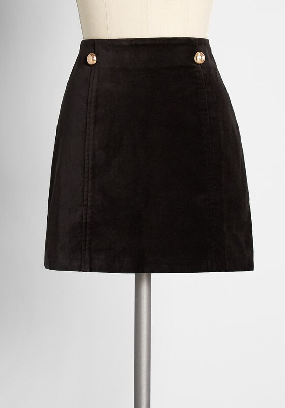 All Buttoned and Beautiful Mini Skirt in 12 - A-Line Short Length Vintage Inspired by ModCloth | Modcloth