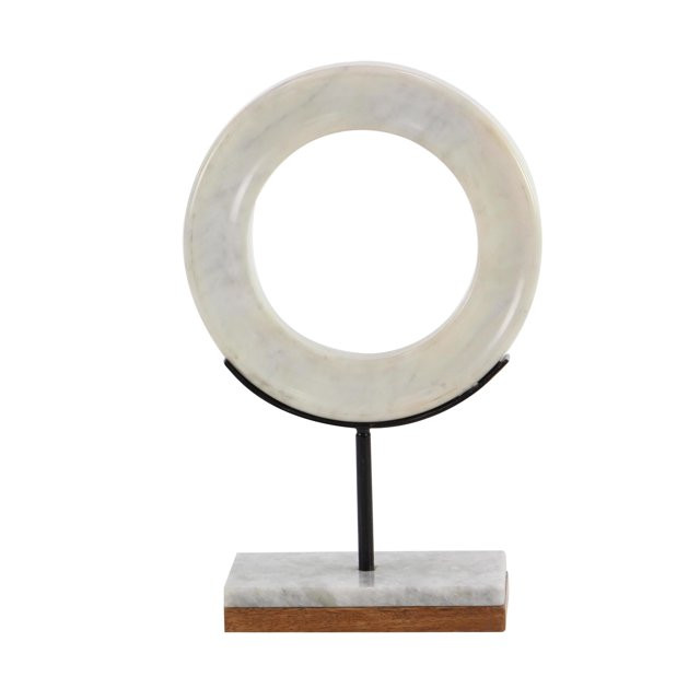 9" x 14" White Marble Circle Geometric Sculpture with Marble Base, by CosmoLiving by Cosmopolitan | Walmart (US)