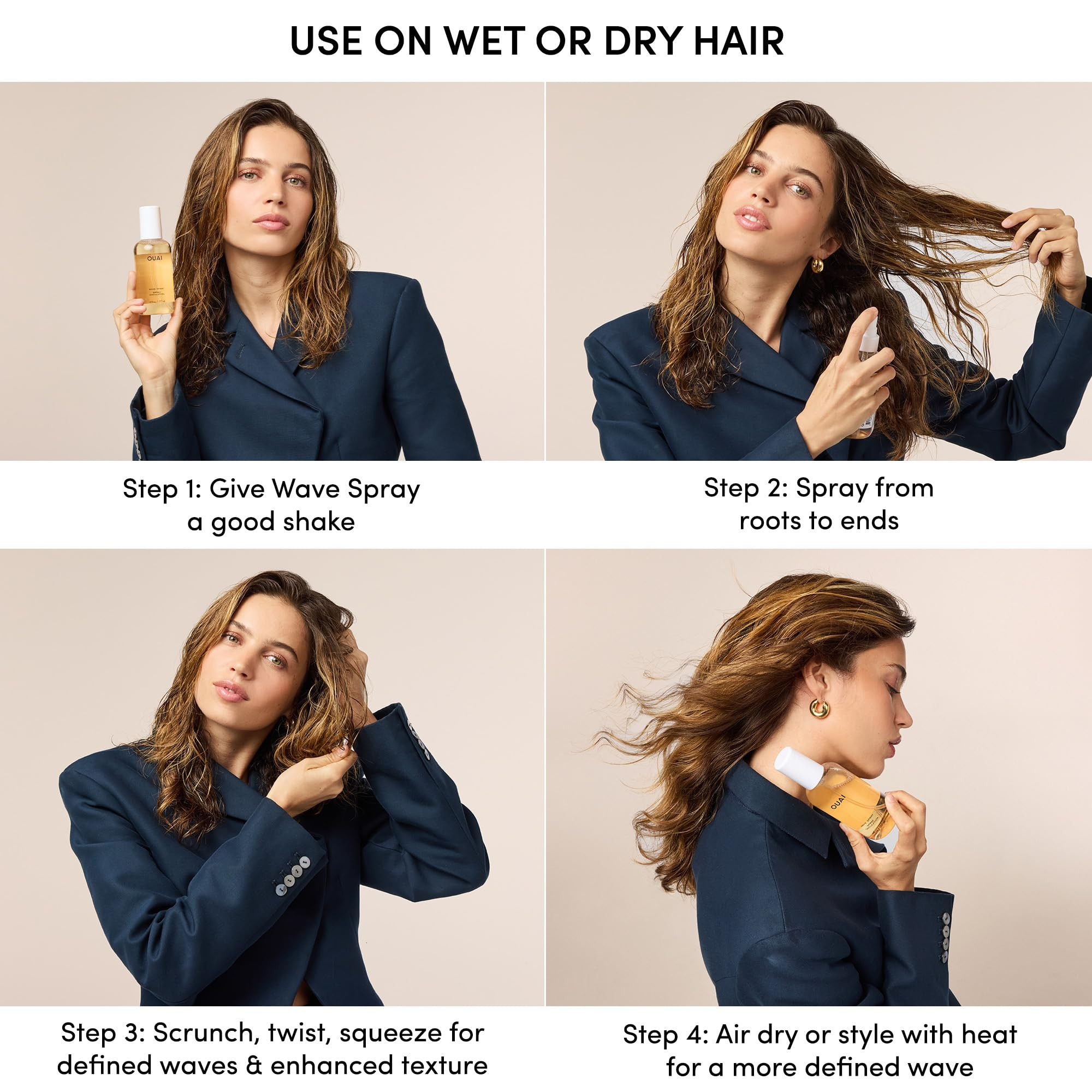 OUAI Travel Size Wave Spray - Texture Spray for Hair with Coconut Oil and Rice Protein - Adds Tex... | Amazon (US)