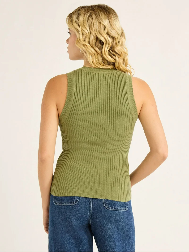 Free Assembly Women’s Scallop Trim Sleeveless Sweater, Lightweight, Sizes XS-XXL | Walmart (US)