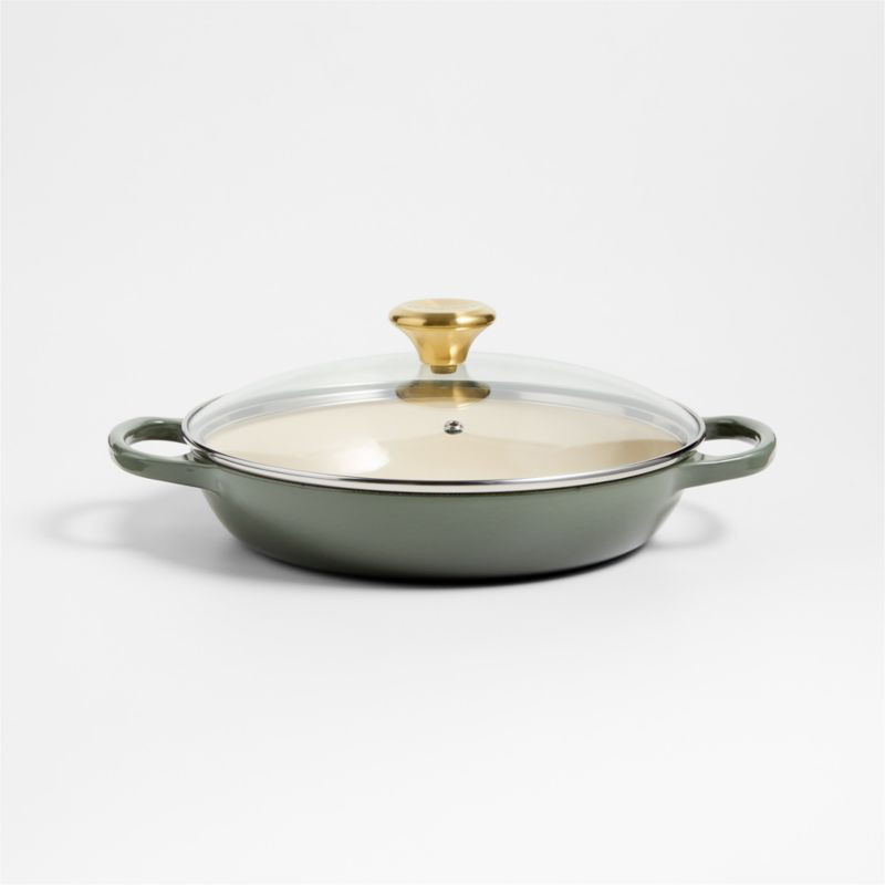 Le Creuset 2.25-Qt. Thyme Enameled Cast Iron Braiser with Glass Lid + Reviews | Crate & Barrel | Crate & Barrel