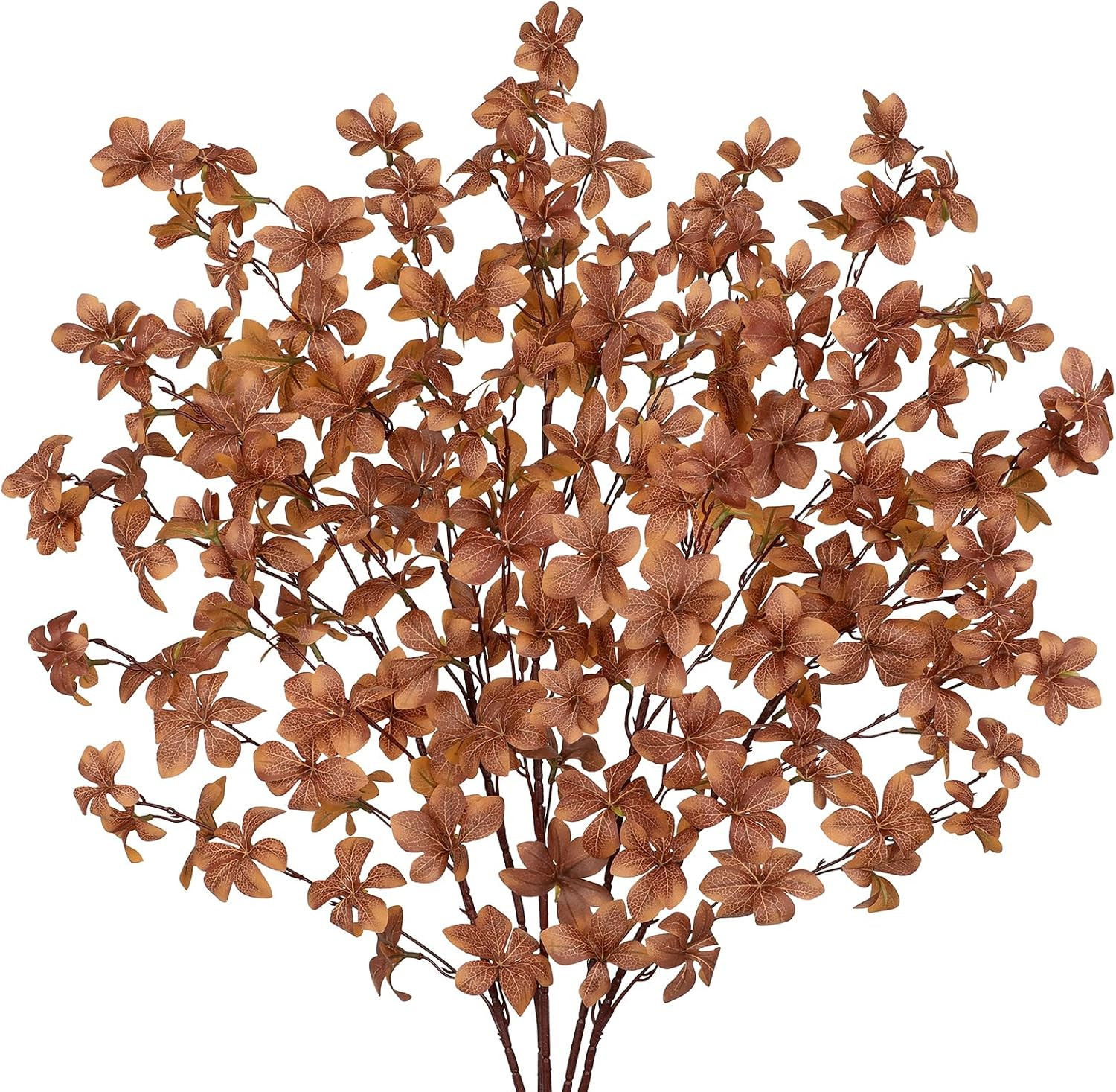 33.5" Long Artificial Fall Leaves Stems for Table Centerpieces, 5 Pcs Faux Fall Stems and Branches for Vase Filler, Falls Greenery Stems for Farmhouse Autumn Harvest Thanksgiving Decor, Deep Brown | Amazon (US)