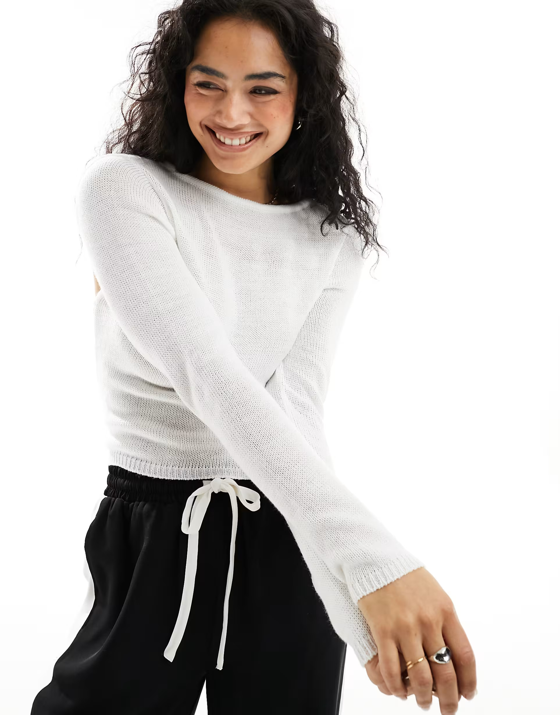 ASOS DESIGN knitted jumper with cut out back in white | ASOS (Global)