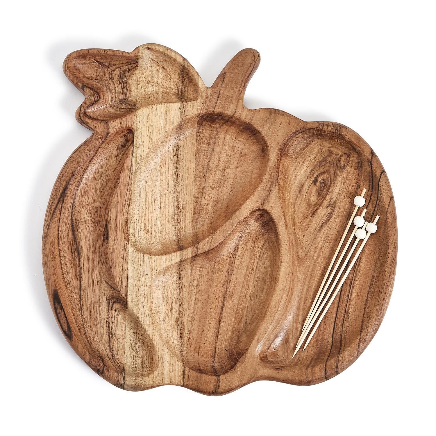 Two's Company Gather Pumpkin Shape Sectional Charcuterie Board w/ 20 Wood Picks - Walmart.com | Walmart (US)