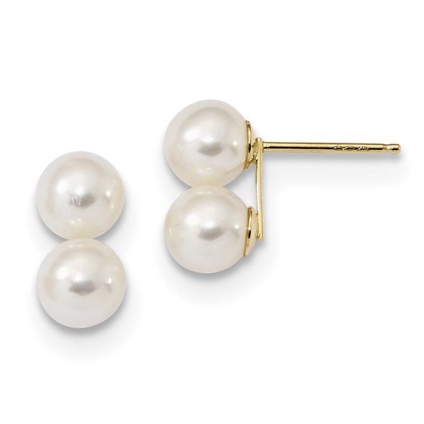 Primal Gold 14 Karat Yellow Gold 6-7mm White Round Freshwater Cultured Double Pearl Post Earrings... | Walmart (US)