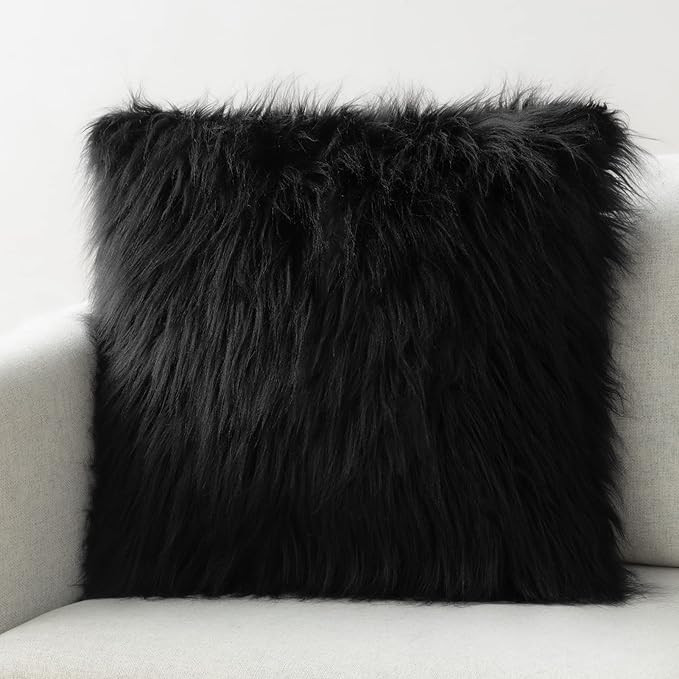 Phantoscope Faux Fur Pillow Cover Fluffy Throw Pillow Mongolian Luxury Fuzzy Pillow Case Cushion ... | Amazon (US)