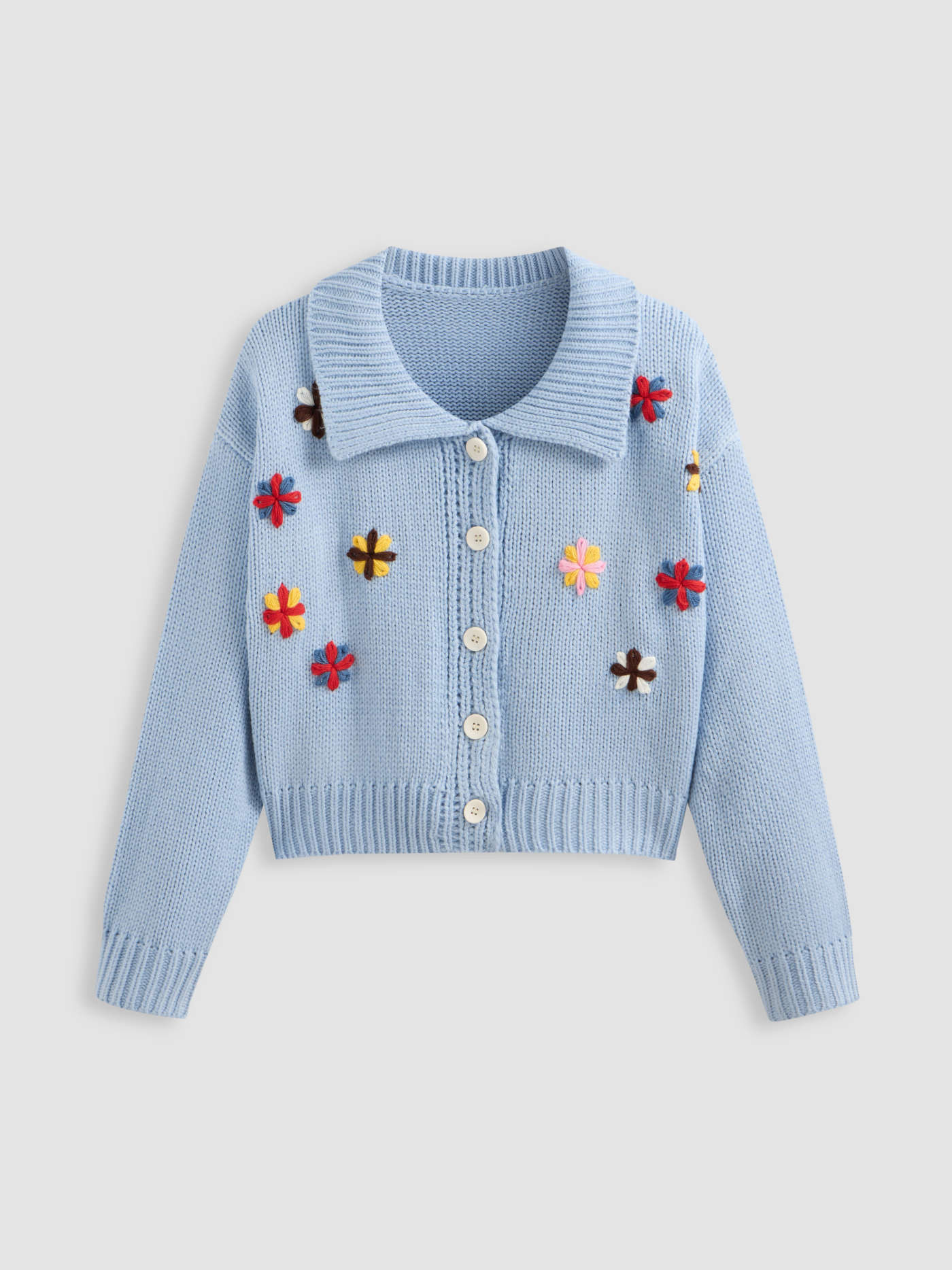 Knit Collar Floral Cardigan | Cider