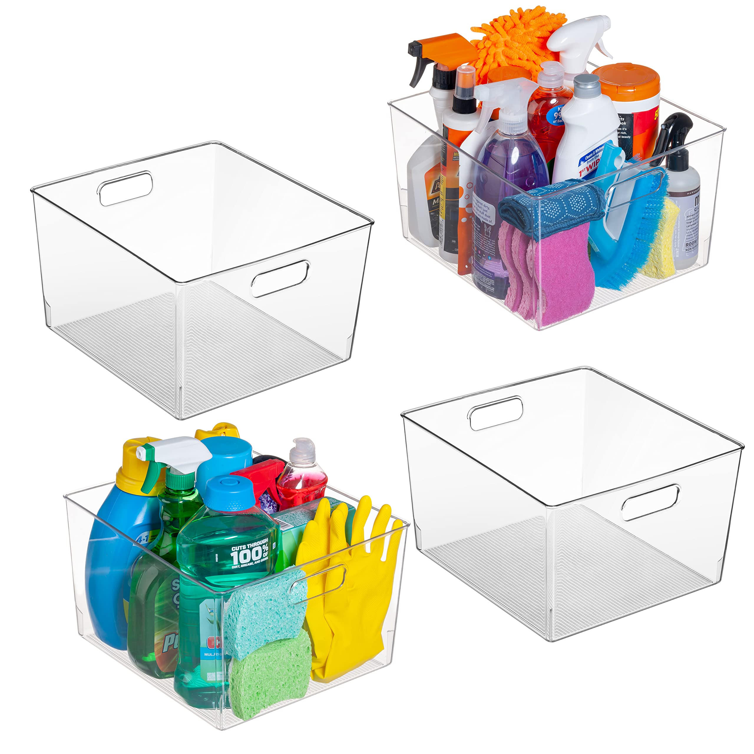 ClearSpace Clear Plastic Storage Bins – XL 4 Pack Perfect for Kitchen,Fridge, Pantry Organizati... | Amazon (US)