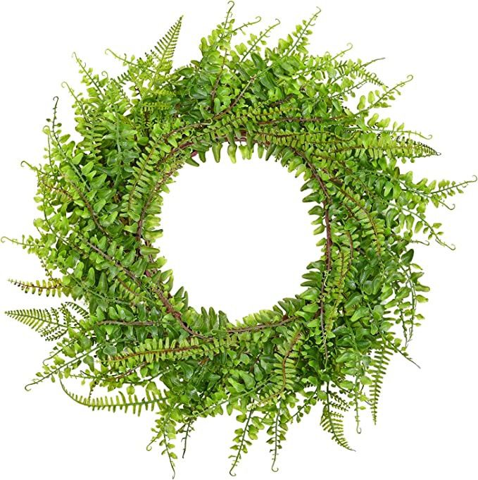 Fern Wreaths for Front Door, Vlorart 17 Inch Artificial Green Door Wreath UV Resistant Greenery F... | Amazon (US)