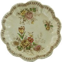 Antique English Dunn Bennett & Co. ""Rose Group' Transferware Bowl With Scalloped Edge | Etsy (US)