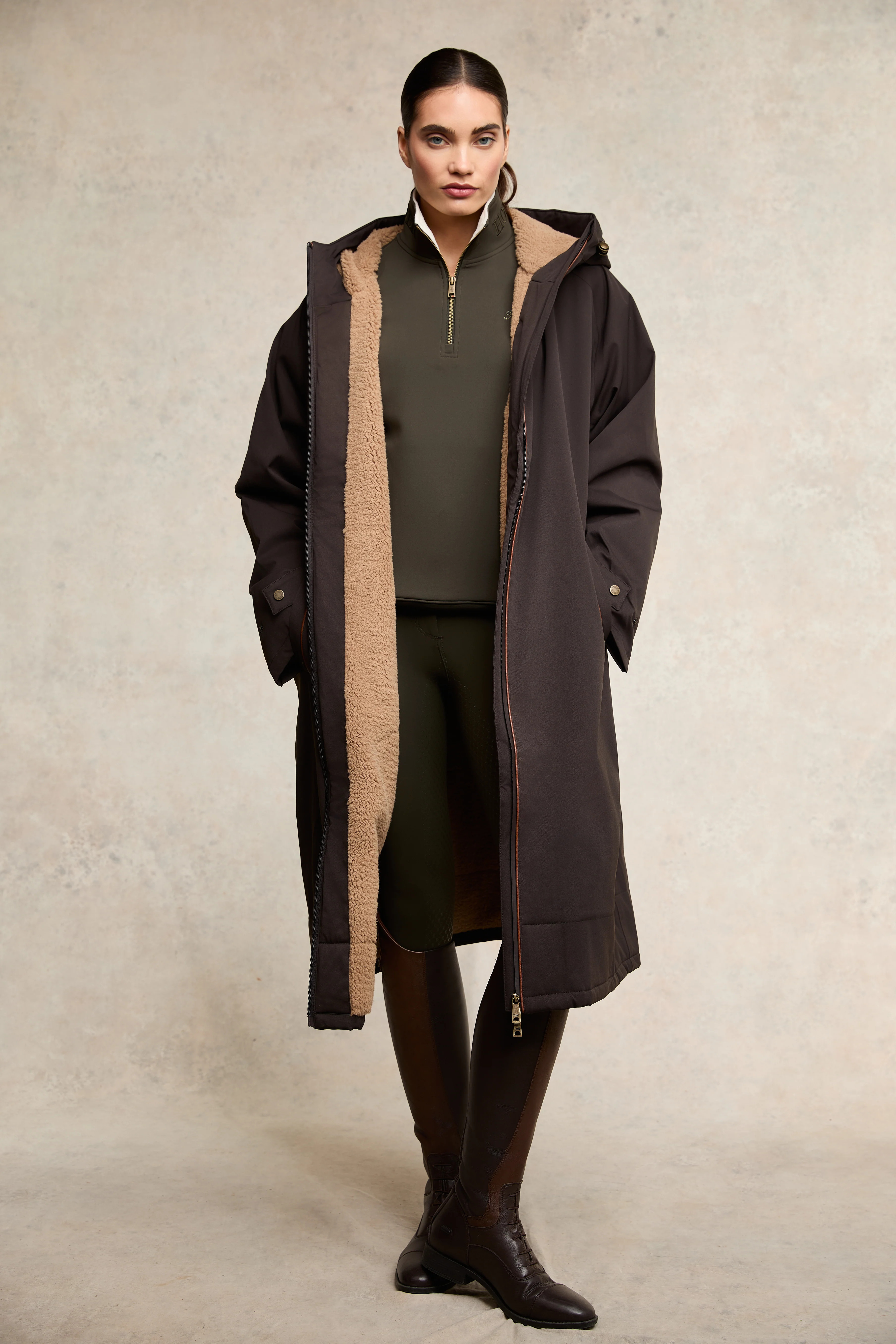 One-Size Waterproof Coat (Chocolate) | Holland Cooper