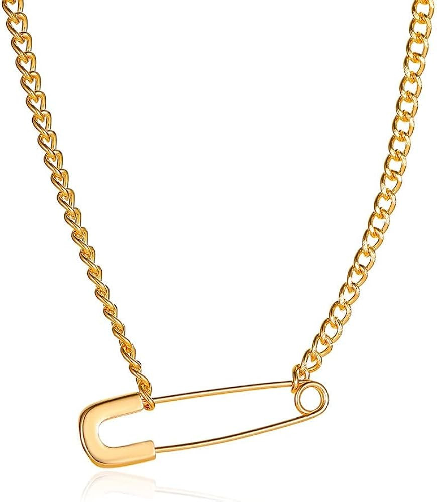 Gold Safety Pin Necklace for Women Big Safety Pin Pendant Necklace Dainty Safety Pin Choker Neckl... | Amazon (US)