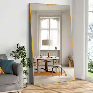 GOGEXX 32 in. W x 70.8 in. H Oversized Gold Metal Modern Classic Full Length Standing Mirror Fram... | The Home Depot