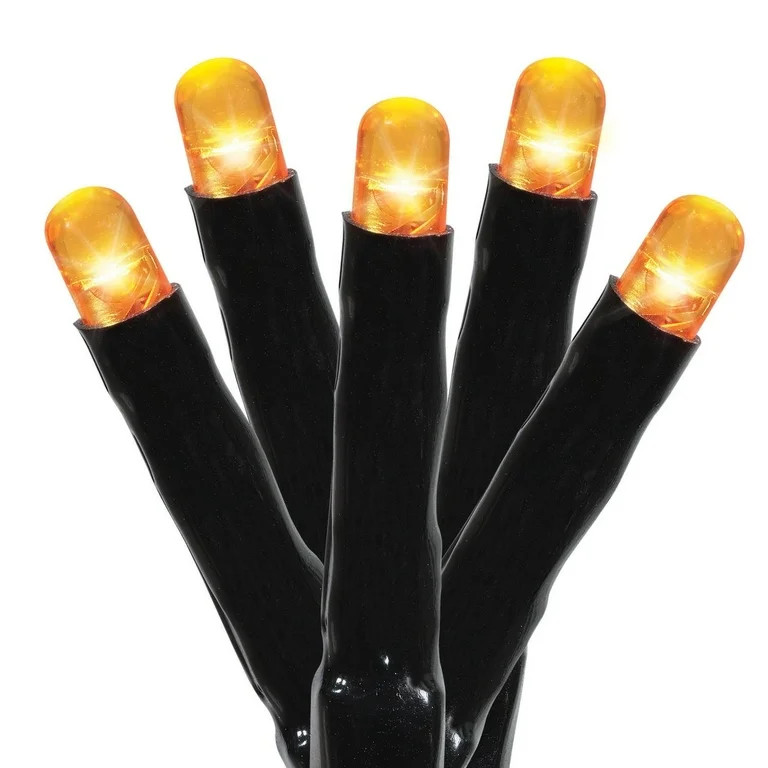 Orange Lights, 100CT, Micro LED, 8-Function Battery Operated, 33ft, Halloween Indoor/Outdoor, by ... | Walmart (US)