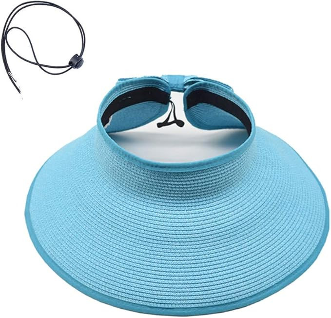 Women Sun Visor Hats Beach - Foldable Roll Up Wide Brim Bowknot Summer Straw Hat Cap Cruise wear ... | Amazon (US)