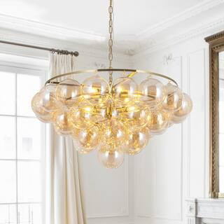 Whit 31.5 in. 9-Light Cluster Bubble Chandelier with Amber Glass | The Home Depot