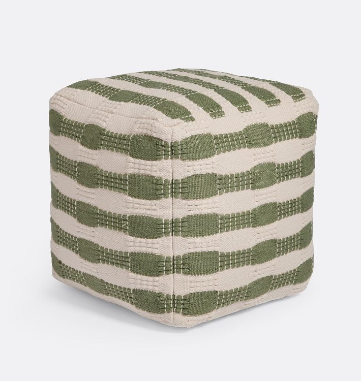 Horizontal Striped Handwoven Indoor/Outdoor Pouf | Rejuvenation