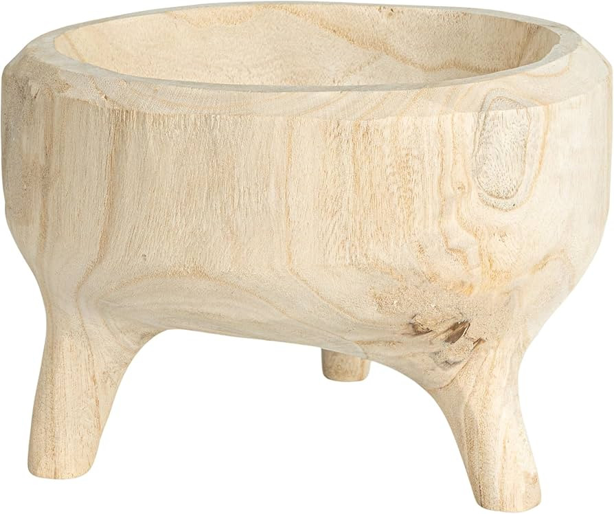 Creative Co-Op Rustic Paulownia Footed Wood Bowl, Natural | Amazon (US)