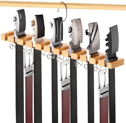 Belt Hanger for Closet Max 42 Belts, 2-in-1 Wall Mount Belt Organizer with 360° Rotating Hooks, ... | Amazon (US)