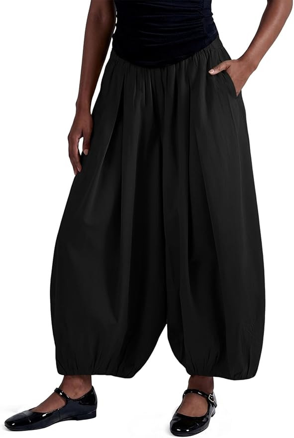 Fisoew Womens Wide Leg Balloon Pants Casual Barrel Elastic Waist Pleated Baggy Workout Sweat Pant... | Amazon (US)