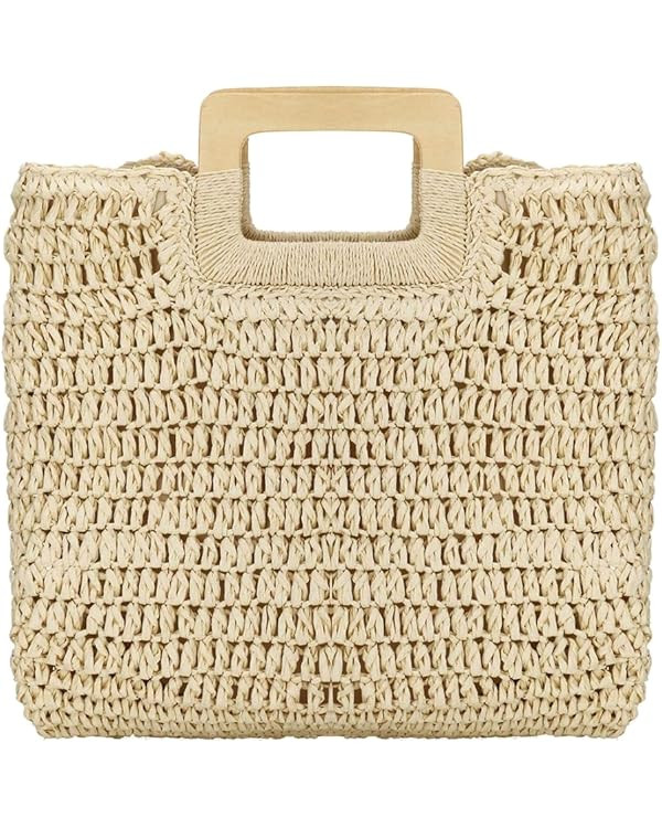 YYW Straw Tote Bag Women Hand Woven Large Casual Handbags Hobo Straw Beach Bag with Lining Pocket... | Amazon (US)