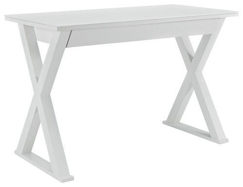Walker Edison - Glass and Wood Computer Desk - White | Best Buy U.S.