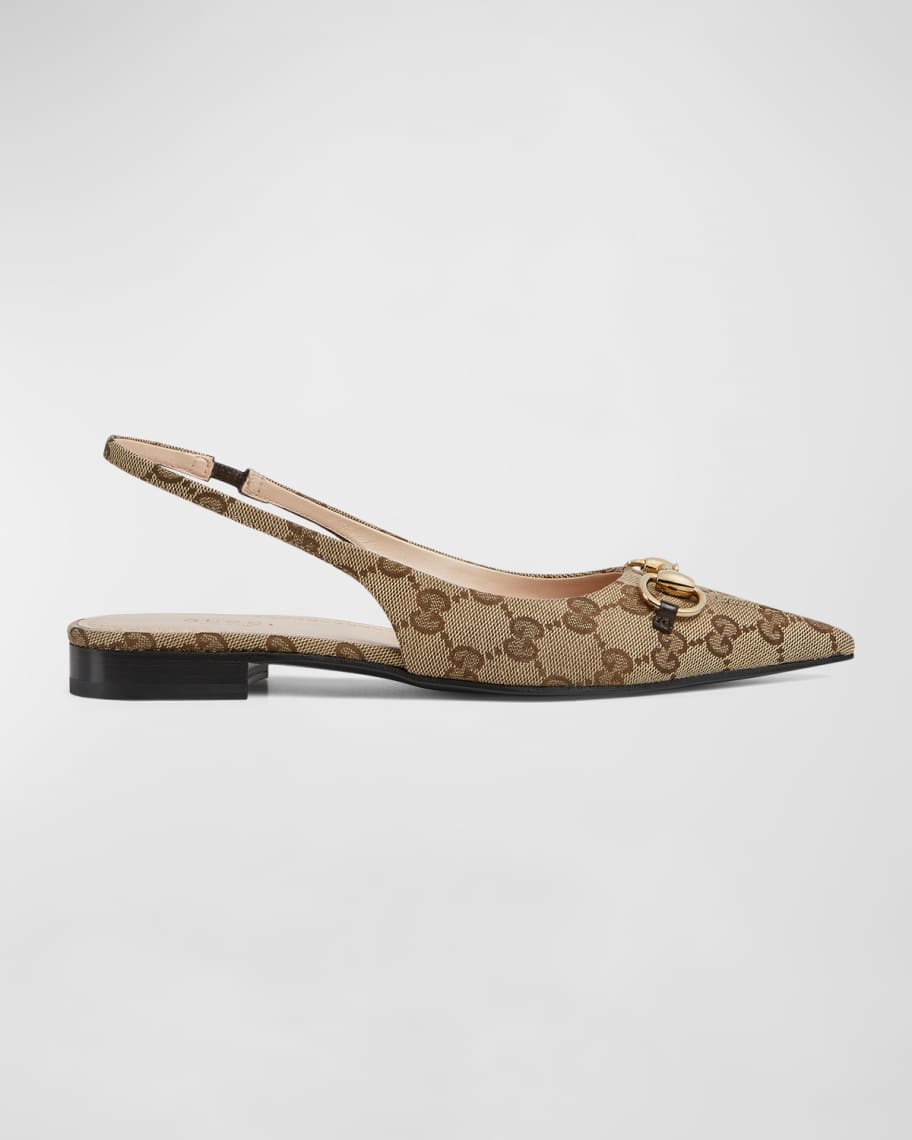 Gucci Erin GG Monogram Bit Slingback Flats | Neiman Marcus