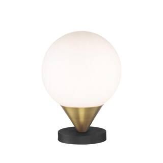 George Kovacs Alluria 12.375 in. Weathered Coal and Autumn Gold Indoor Table Lamp with Etched Opal G | The Home Depot