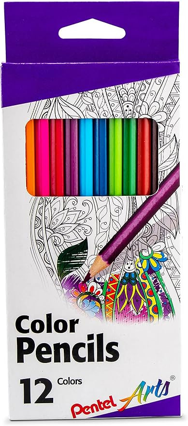 Pentel Arts Colored Pencils, Assorted Colors, Set of 12 | Amazon (US)
