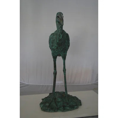 Bronze Heron Fountain Bronze Statue - Size: 14"L x 24"W x 26"H. | Wayfair North America