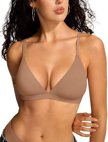 Vertvie Womens Wireless Triangle Bralette Plunge Unlined Seamless Bras No Underwire Sexy Comforta... | Amazon (US)