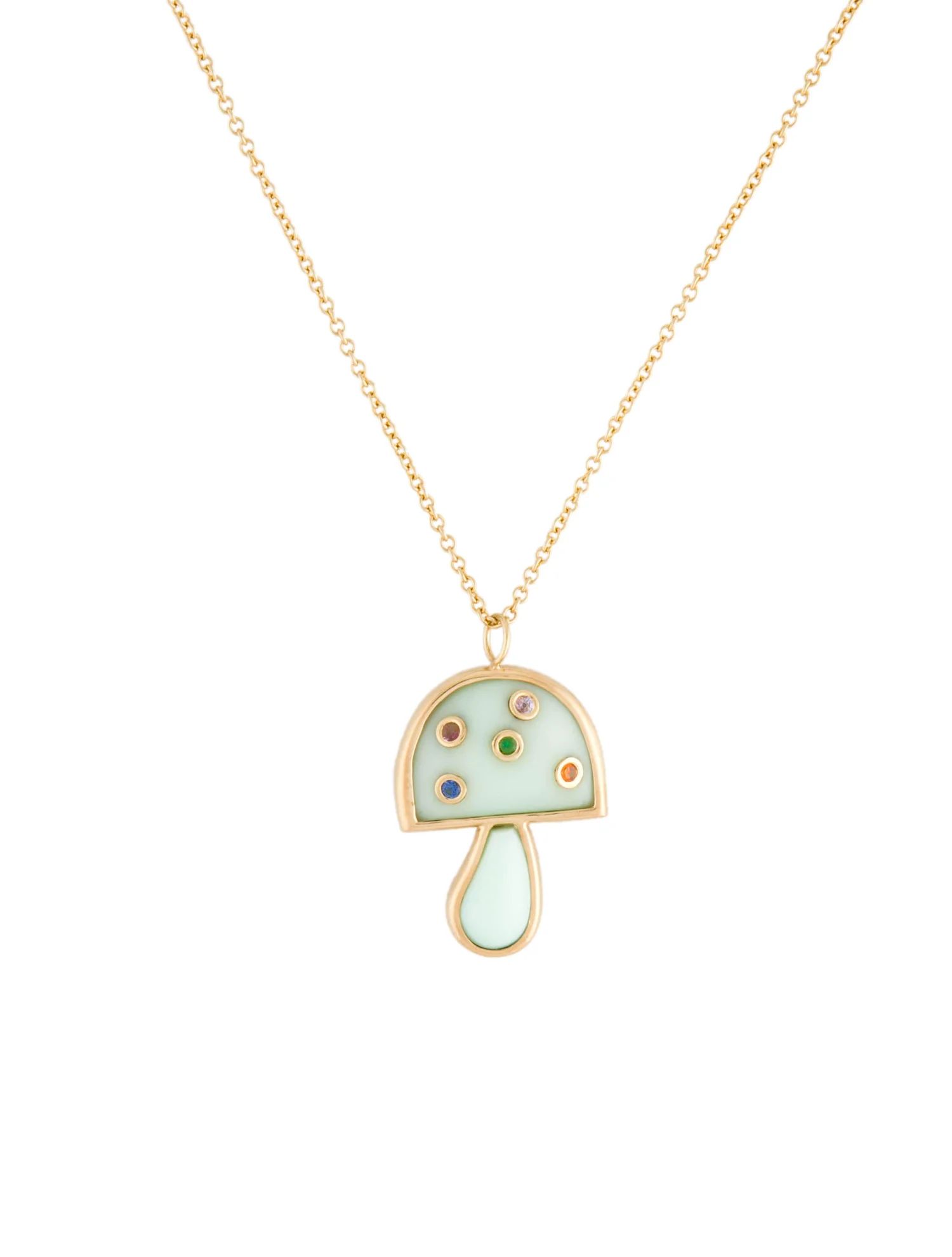 18K Opal, Sapphire & Emerald Mini Magic Mushroom Pendant Necklace | The RealReal