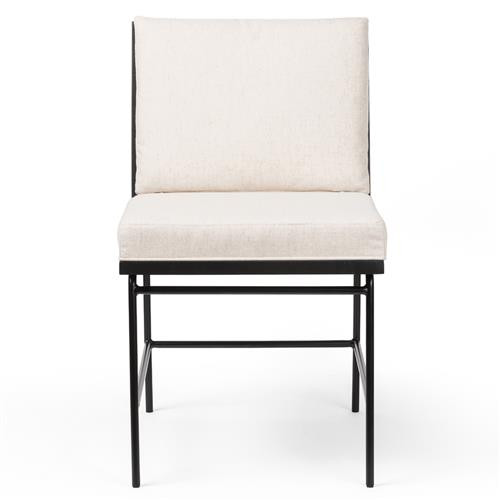 Inno Industrial Loft White Performance Black Wood Iron Frame Dining Side Chair | Kathy Kuo Home