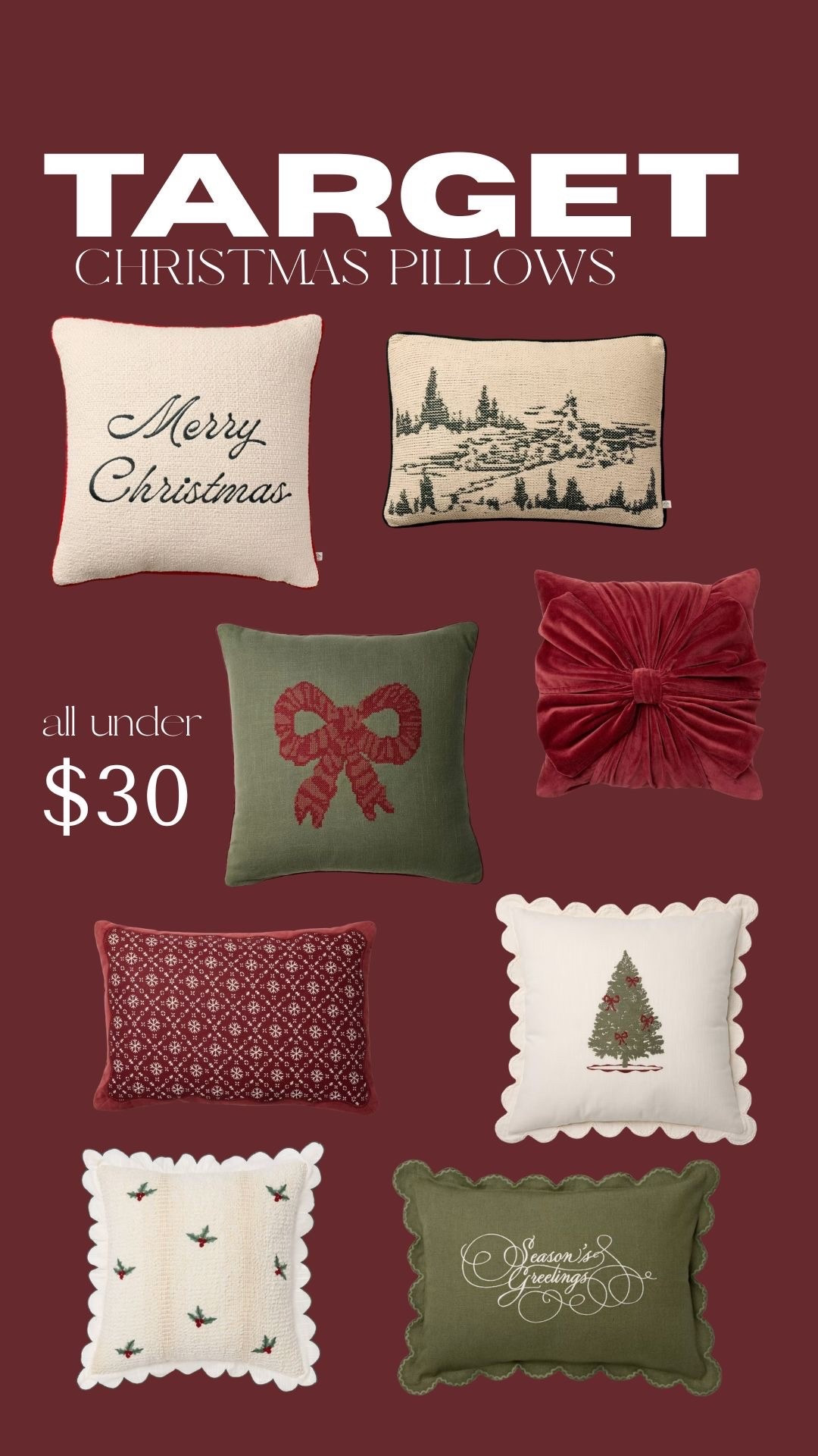 Cozy up your home for the holidays with these Target Christmas pillows! The perfect mix of festive, affordable, and stylish — from classic red and green to cozy neutrals. Shop my favorite holiday throw pillows, Christmas couch decor, and Target holiday home finds for the season.

#LTKHoliday #LTKHome #LTKSeasonal