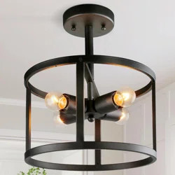 Ebern Designs Revley 4 - Light 12" Caged Drum Semi Flush Mount | Wayfair North America