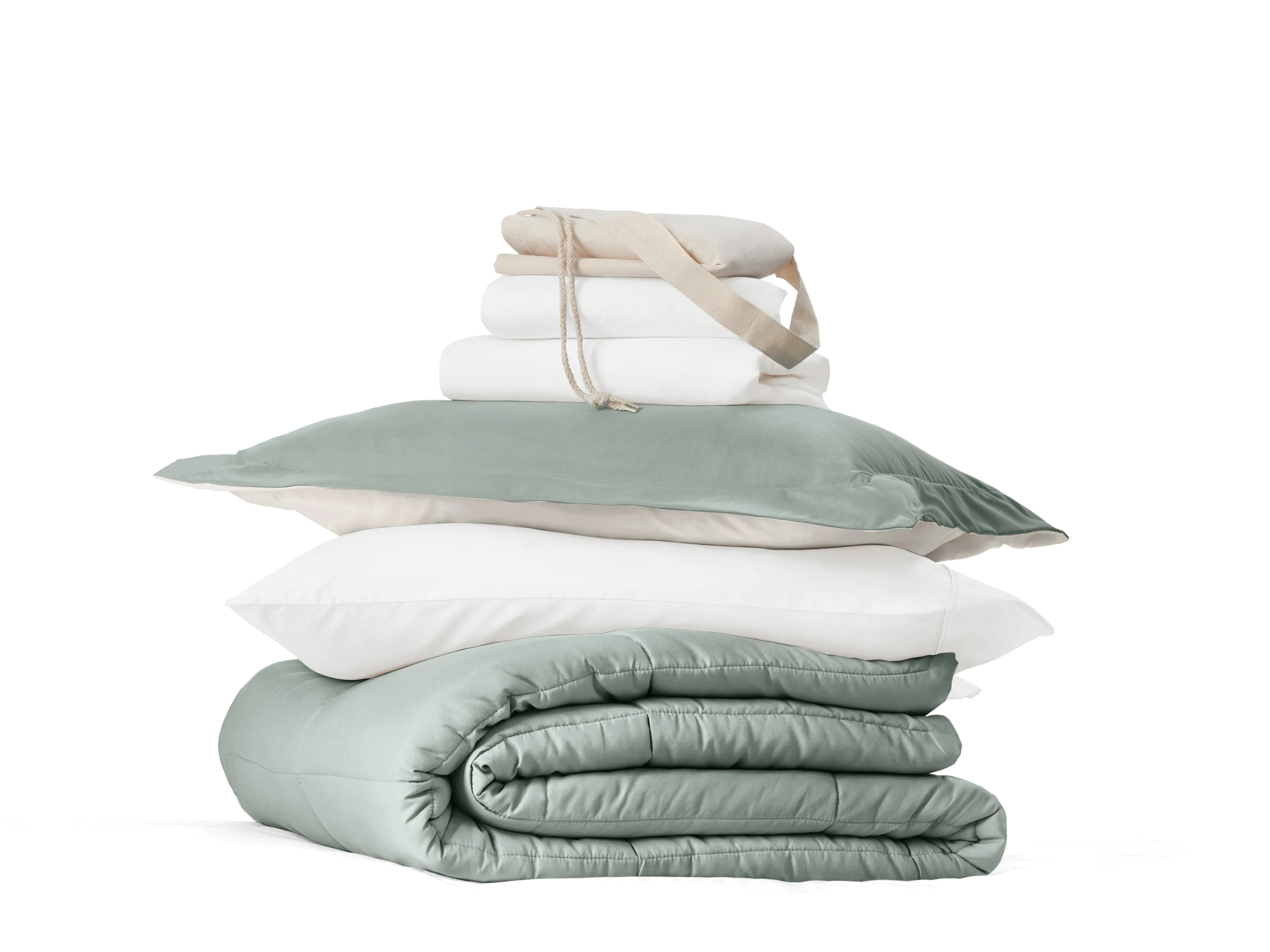 iEnjoy Home Solid 8 Piece Twin XL Comforter Set, Eucalyptus/Natural | Ashley