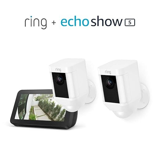Ring Spotlight Cam Battery 2-Pack (White) with Echo Show 5 (Charcoal) | Amazon (US)