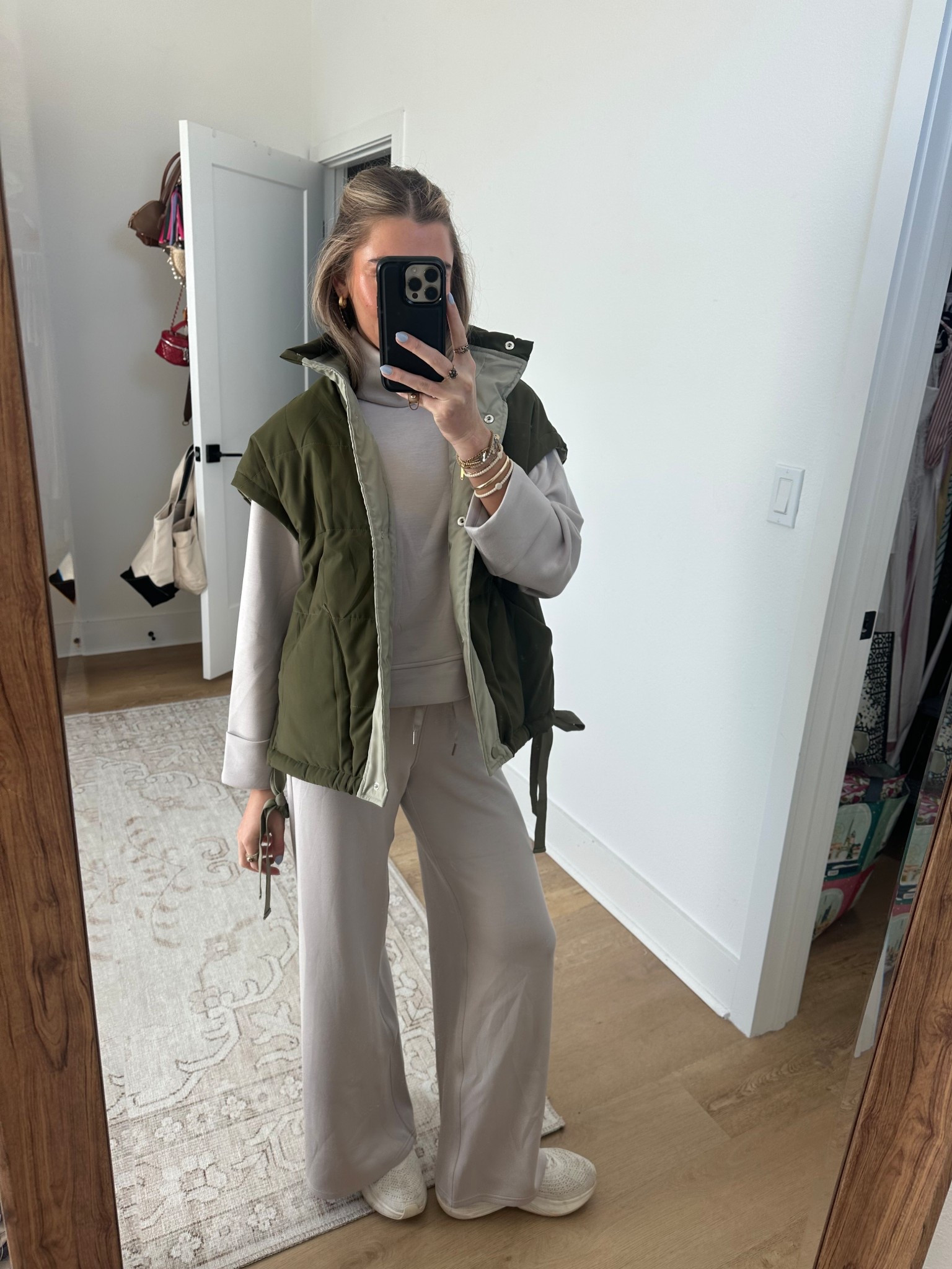Casual Saturday outfit for a FL winter. I’m wear my Spanx size XS wide leg pants and turtleneck crew. My puffer vest is from Amazon it’s a free people look for less size small  

#LTKFindsUnder100 #LTKootd #LTKSeasonal