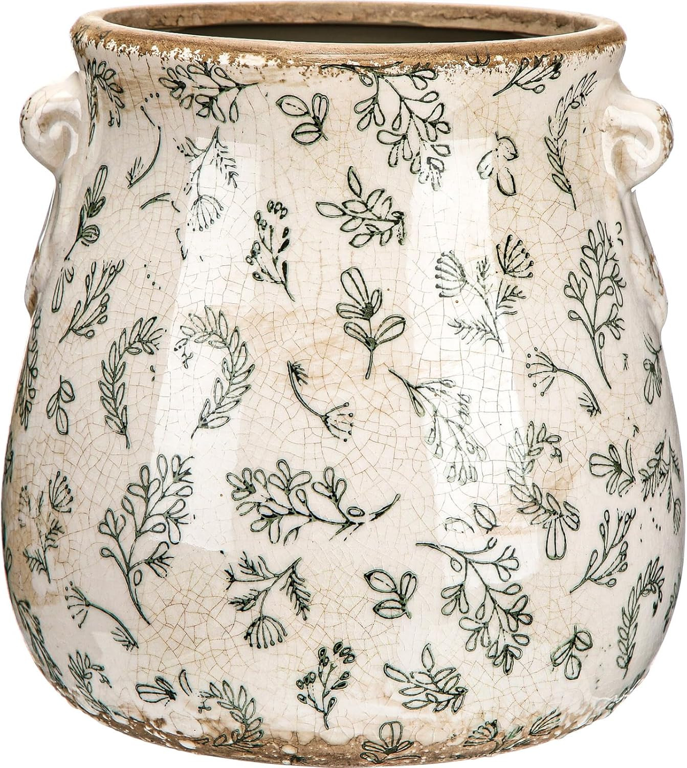 Ceramic Scroll Planter 6.5 Inch Chinoiserie Floral Vase with Drainage Holes Vintage Flower Vase F... | Amazon (US)