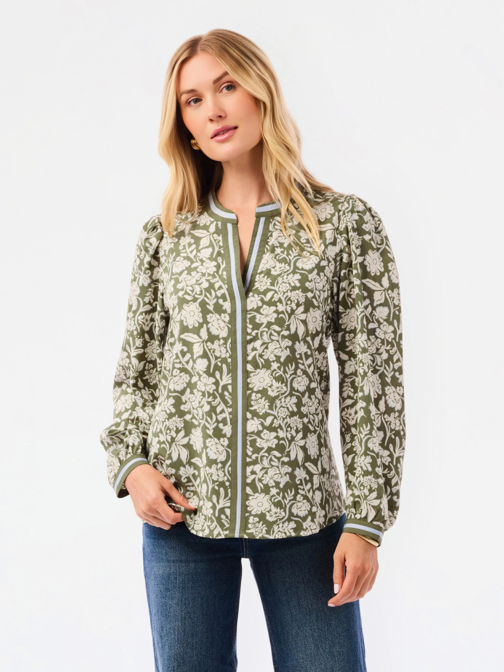 Naomi Top | Painted Trillium Olive | Mary Square