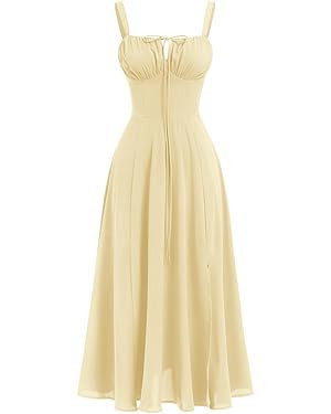 ABEHIK Women Floral Corset Dress Summer Dress 2026 Boho Flowy Slit Lace Up Midi Dresses Going Out... | Amazon (US)