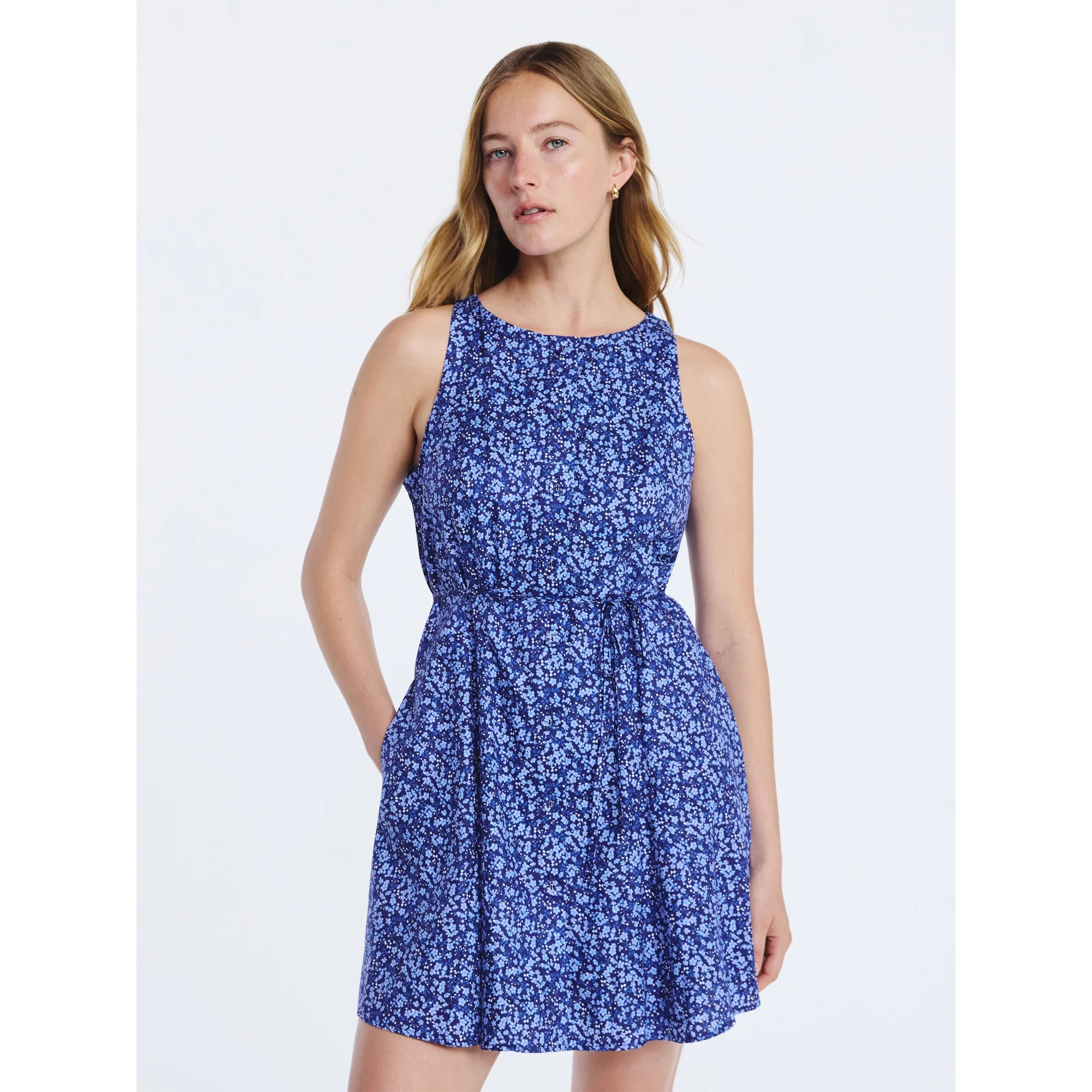 Free Assembly Women's Cotton Boatneck Mini Dress, Sizes XS-XXL | Walmart (US)