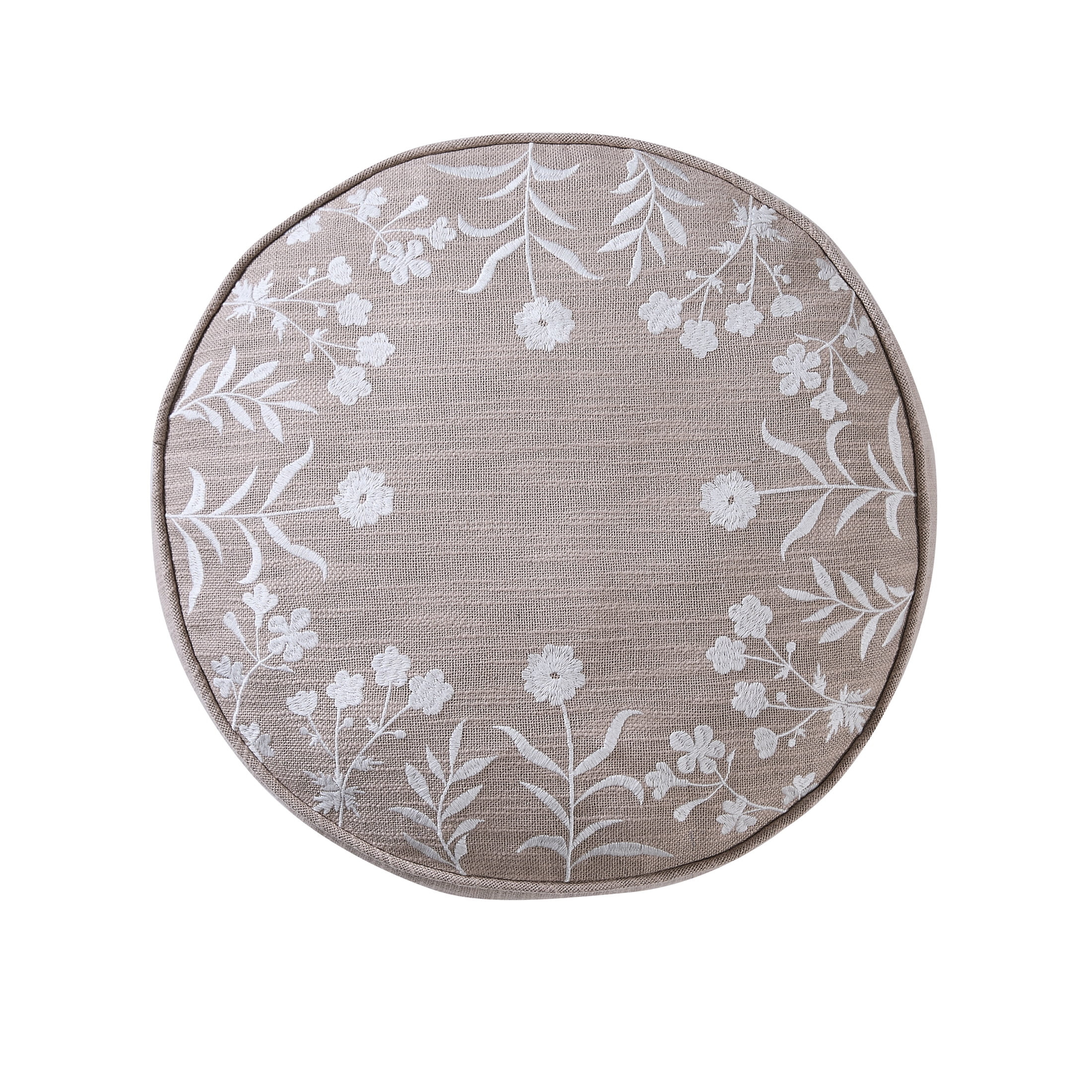 My Texas House 16" Clark Taupe Cotton Slub Round Decorative Pillow | Walmart (US)