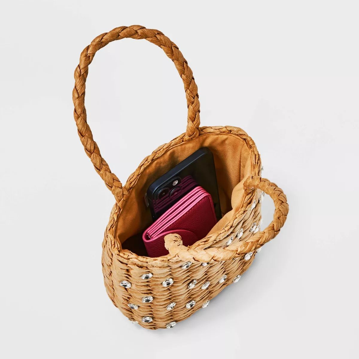 Mini Embellished Straw Bucket Bag - A New Day™ Beige | Target