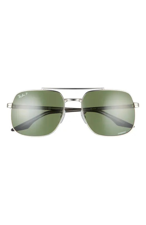 Ray-Ban 59mm Polarized Aviator Sunglasses in Silver at Nordstrom | Nordstrom