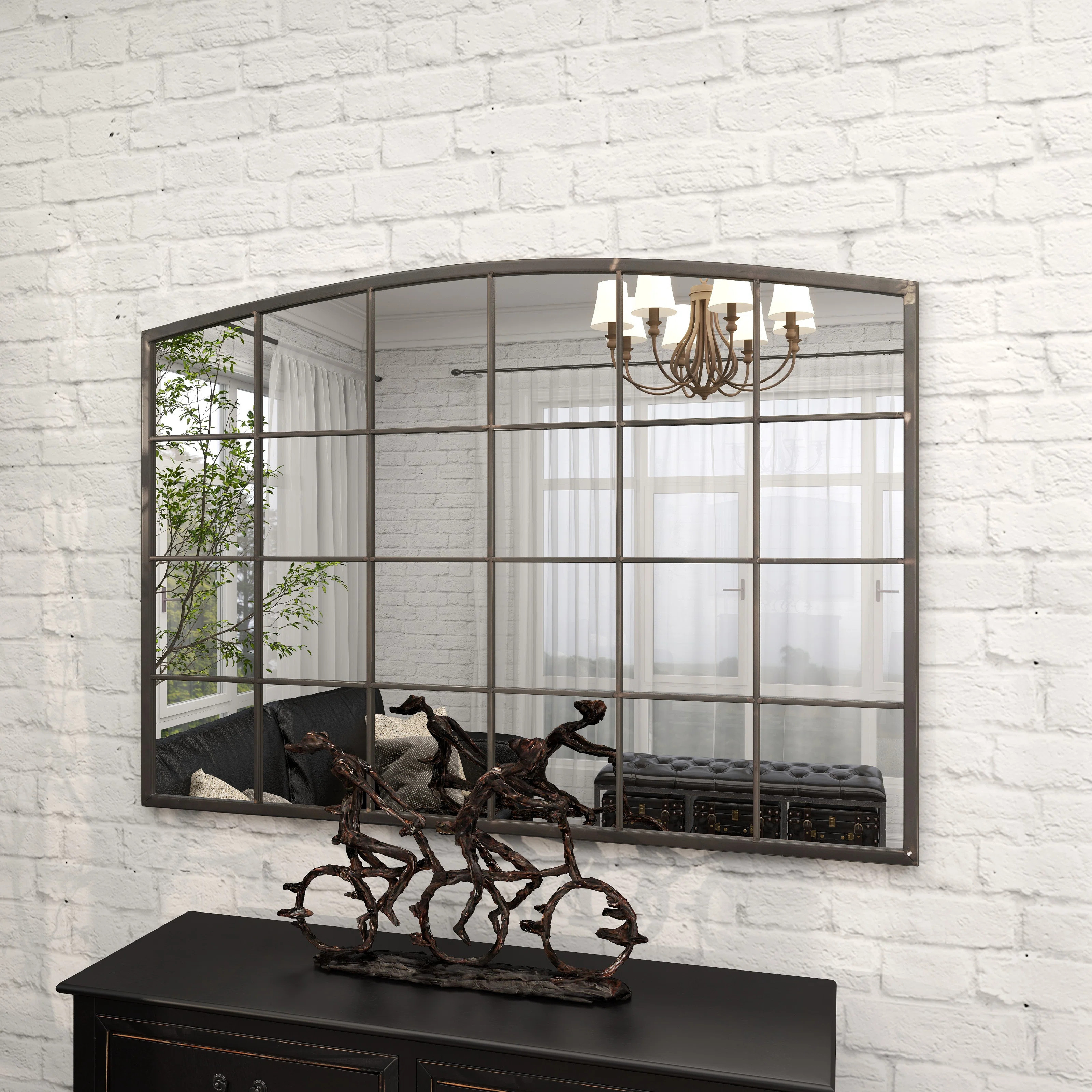 Laurel Foundry Modern Farmhouse® Glass Window Pane Inspired Room Wall Mirror & Reviews | Wayfair | Wayfair North America
