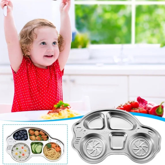 HongHeng Clearance Under $2.00 Stainless Steel Children's Divided Dining Tray Baby Tableware Eati... | Walmart (US)