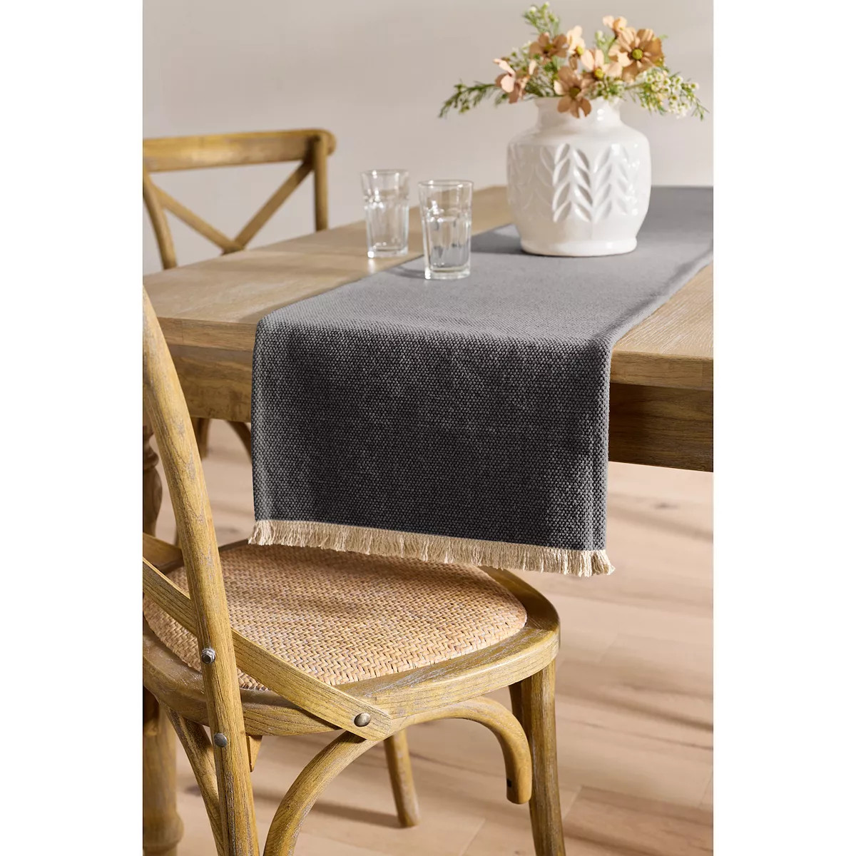 Mingle & Co. Printed Textured Woven Table Runner, Grey | Kohl's