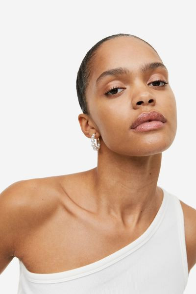 Beaded hoop earrings - White - Ladies | H&M GB | H&M (UK, MY, IN, SG, PH, TW, HK)